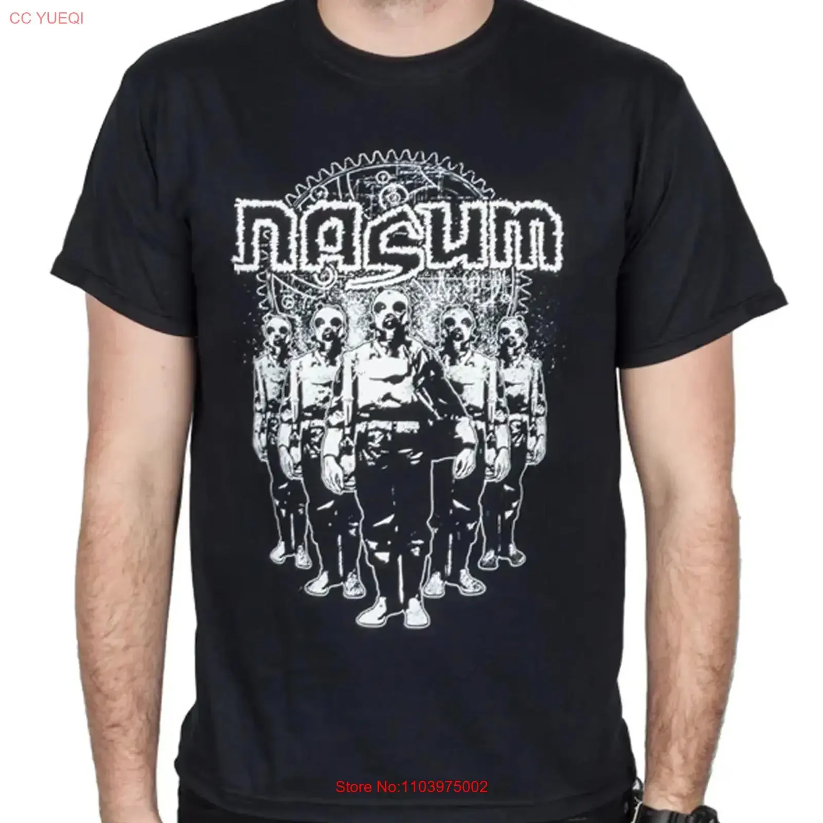 Camiseta Nasum HOT NEW preta Todos os tamanhos XY646 vintage lavada elegante elástica moderna respirável com estampa gráfica versátil macia