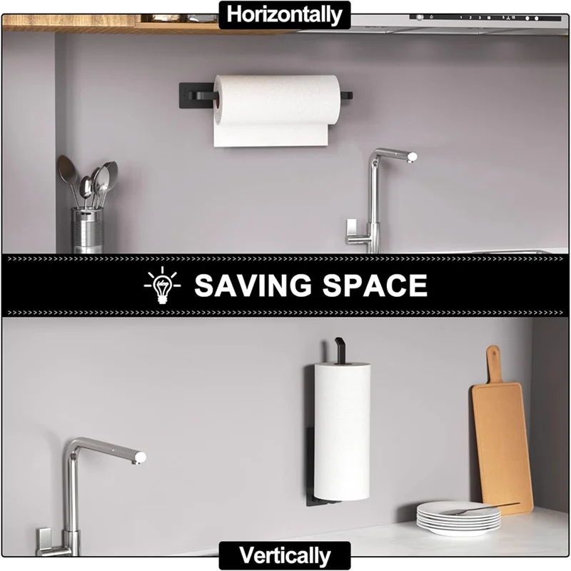 

B84B-Дозатор для кухонных рулонов под шкафом-держателем для бумажных полотенец, матовый черный, модернизированная нержавеющая сталь, самоклеящаяся или просверленная