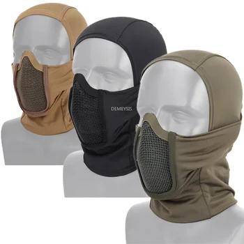 ยุทธวิธี Full Face หน้ากากตาข่าย Balaclava หมวก Paintball ฮาโลวีนหมวกหน้ากากการล่าสัตว์กลางแจ้ง CS หน้ากากป้องกัน