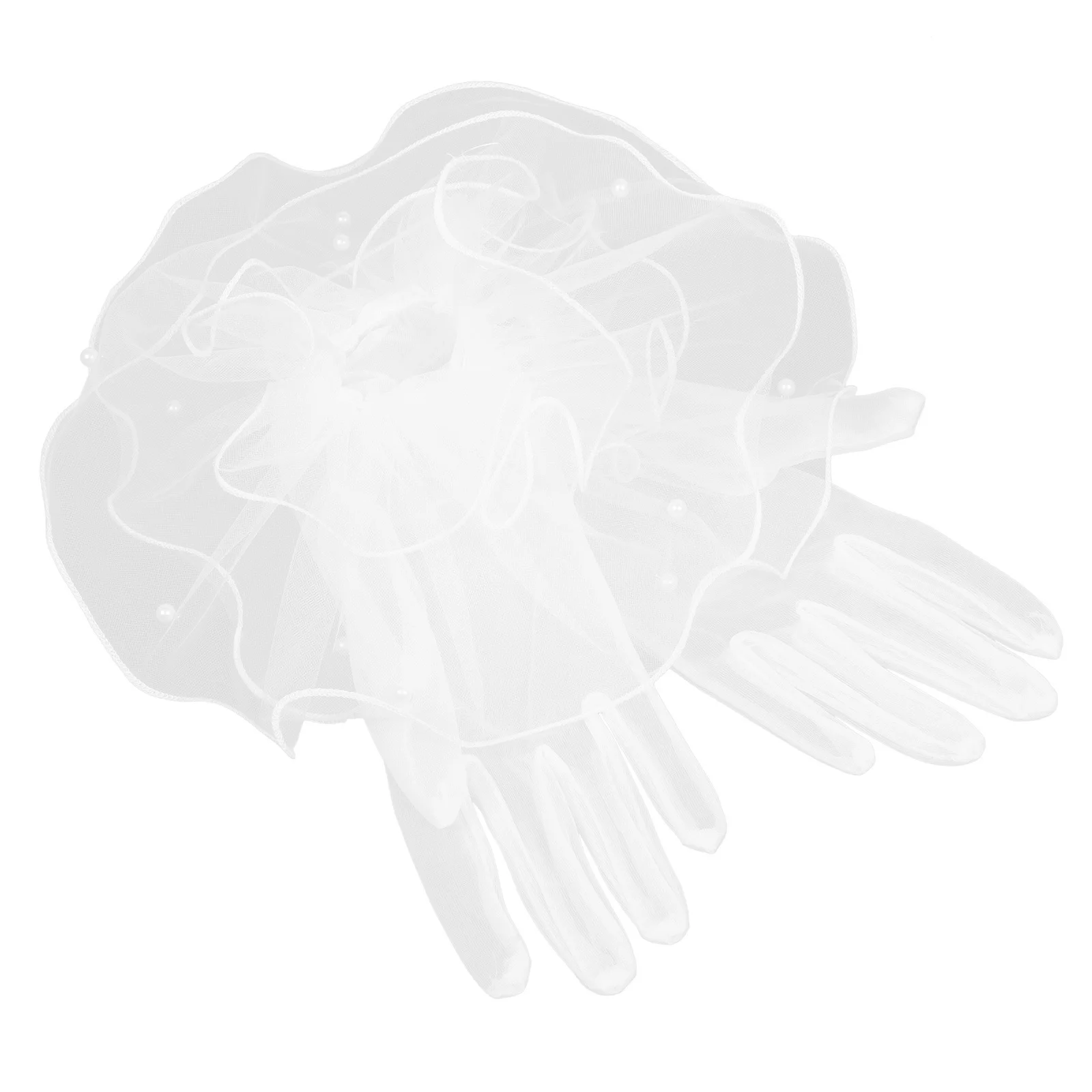 

1 Pair Bridal Gloves Short Mesh Tulle Lace For Wedding Tea Party Prom Evening Dinner Halloween Cosplay Opera Accessories Women