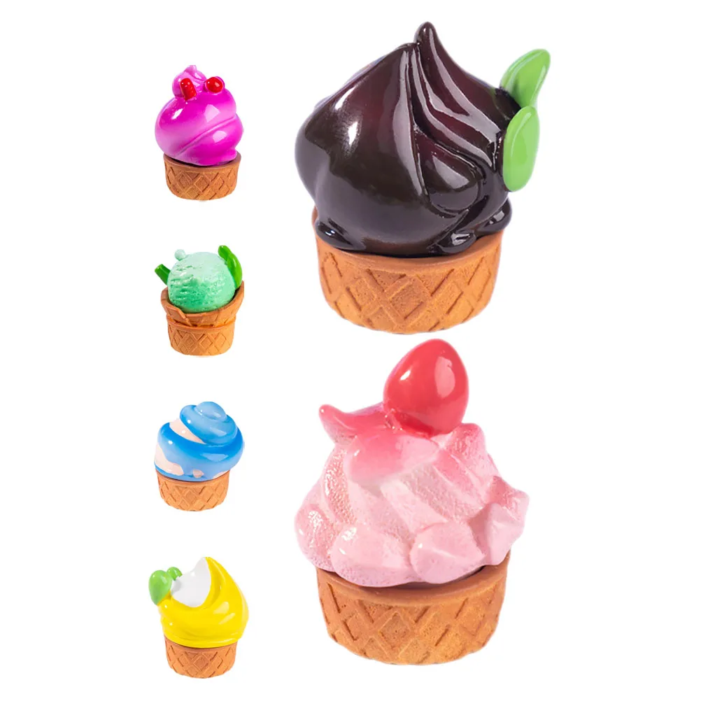 6 Pcs Fruit Ice Cream Ornaments Faux Waffle Cone Sandwich Desserts Model Fake Balls Food for Photography Props
