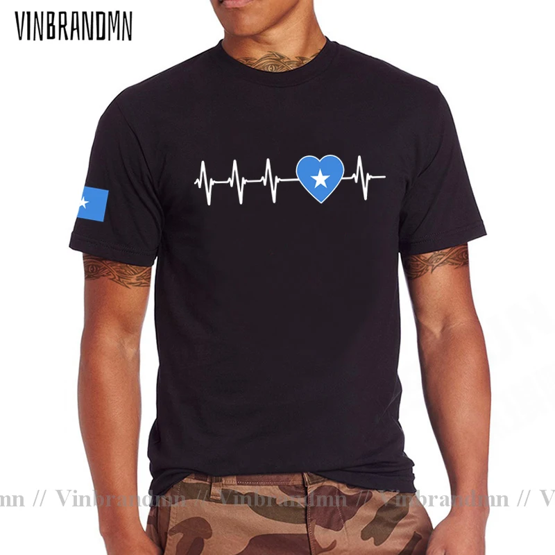 Somali Heartbeat T shirt I Love Somalia Country Flag Heart Family T-Shirt Mens New Fashion Jersey Nation Team 100% Cotton Tshirt