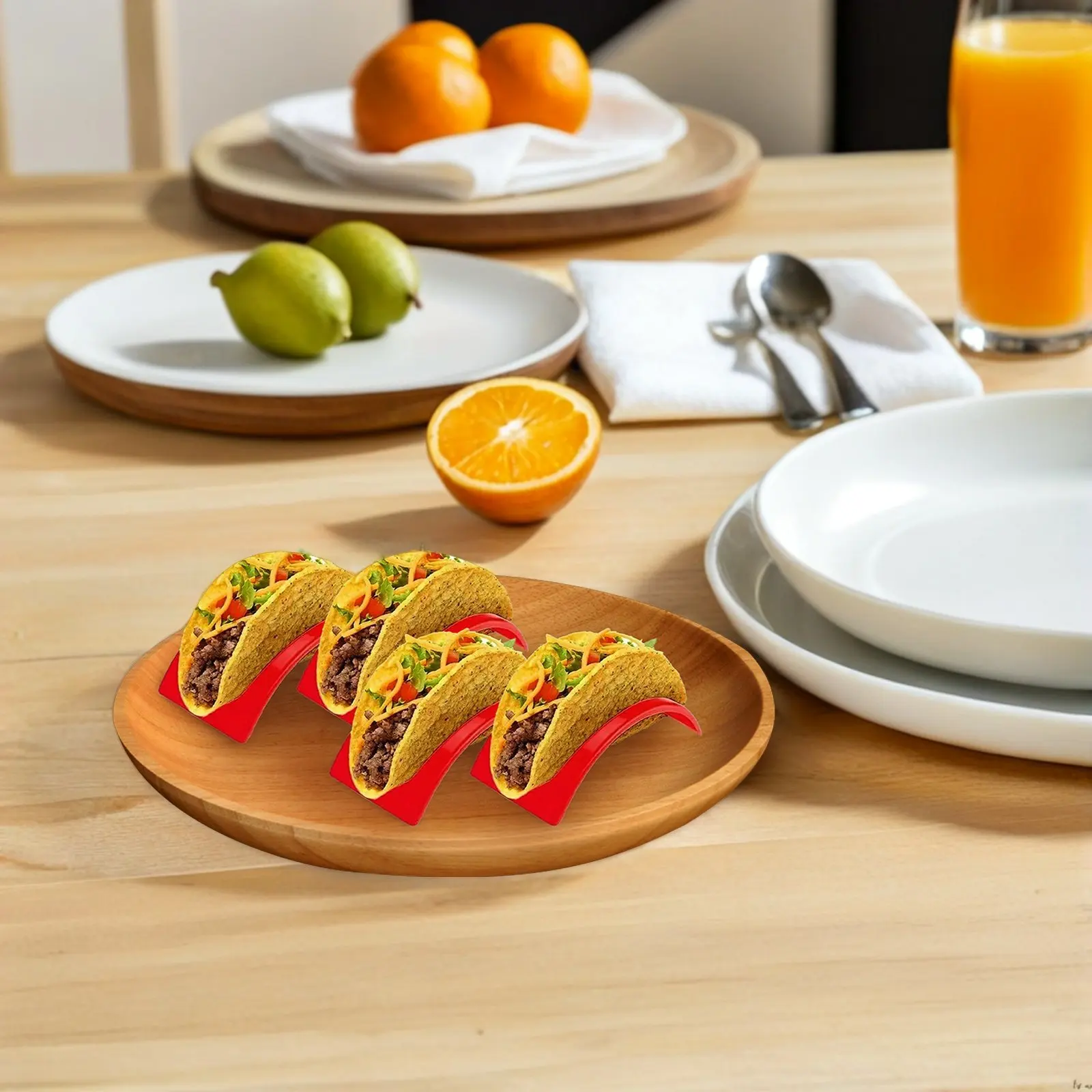 12Pcs Multifunctional Taco Holder Stand for Tacos Burritos Mexican Pancakes Compact Easy Clean Kitchen Restaurant Table Serving