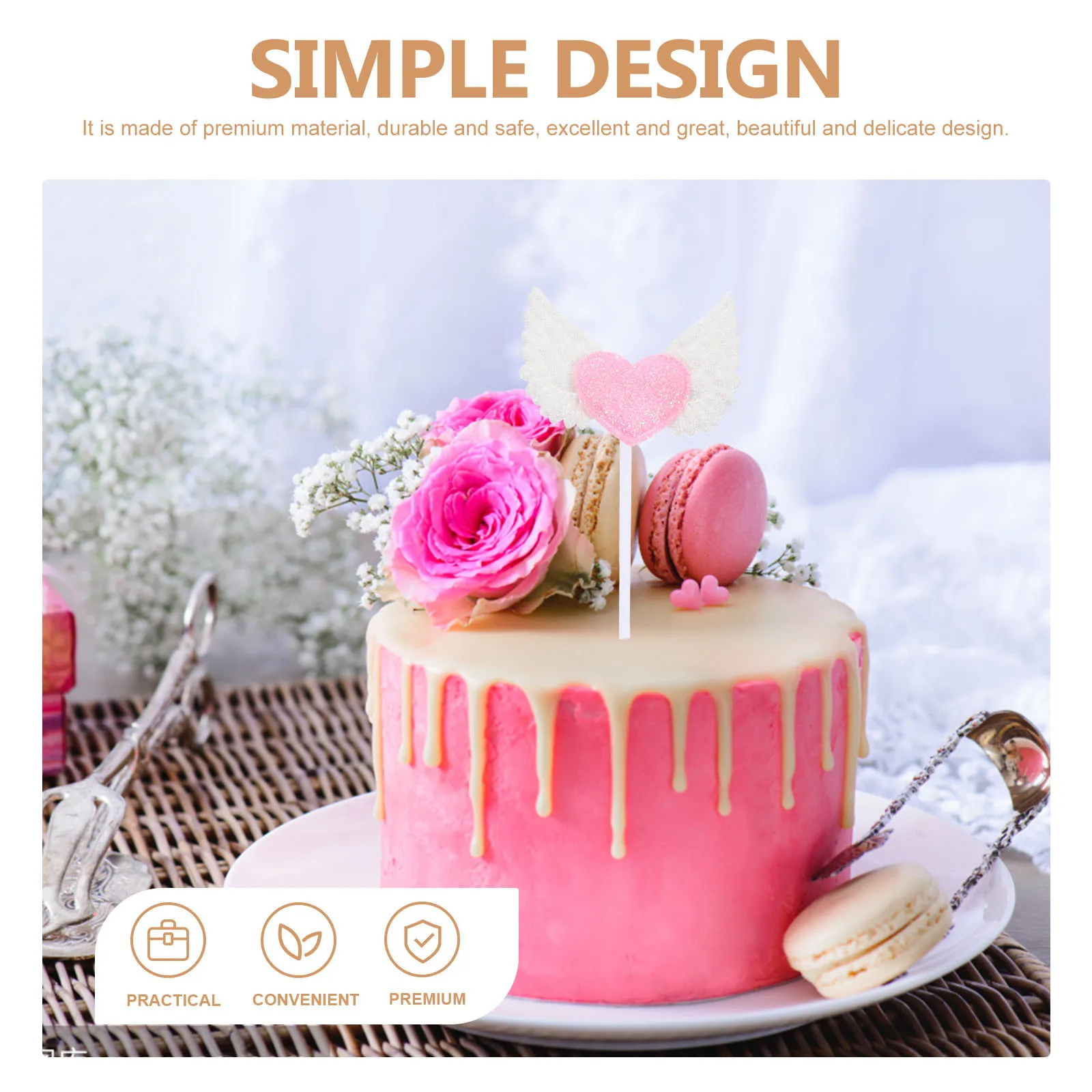 

5 pcs Heart Wings Cupcake Toppers Cake Decoration For Birthday Wedding Party Anniversary Christmas Baby Shower Festival Dessert