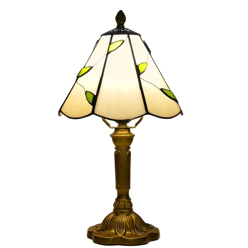 

Beige leaf style, desk lamp bedside table, lamp retro desk lamp living room, bedroom stained glass,