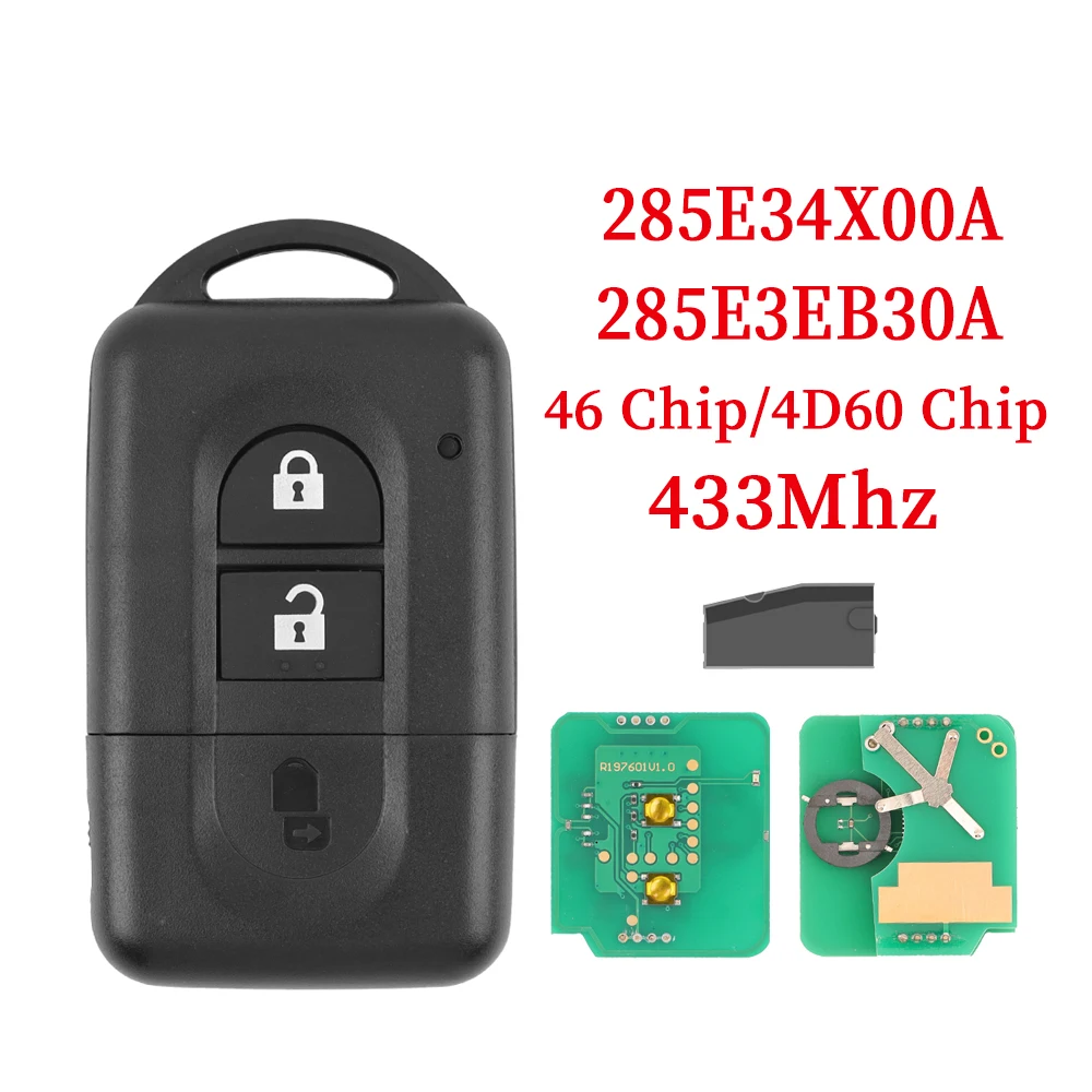 

Ly 285E3-4X00A/EB30A/AX605/BC00A ID46/4D60 Chip 433MHz Car Remote Key For Nissan Xtrail Qashqai Note Pathfinder Micra NV200 K12E