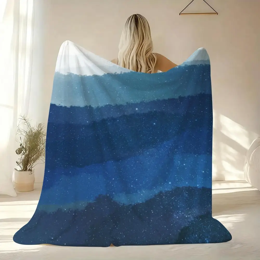 

Color Gradient Throw Soft Flannel Blanket Warm Knee Skin-Friendly Throw for Sofa Office Bed Traveling Winter Oversize
