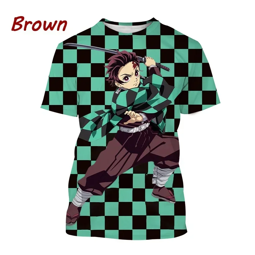 New Kamado Tanjirou Fashion Personality T-Shirt Anime Demon Slayer 3D Printing Casual Round Neck Short Sleeve