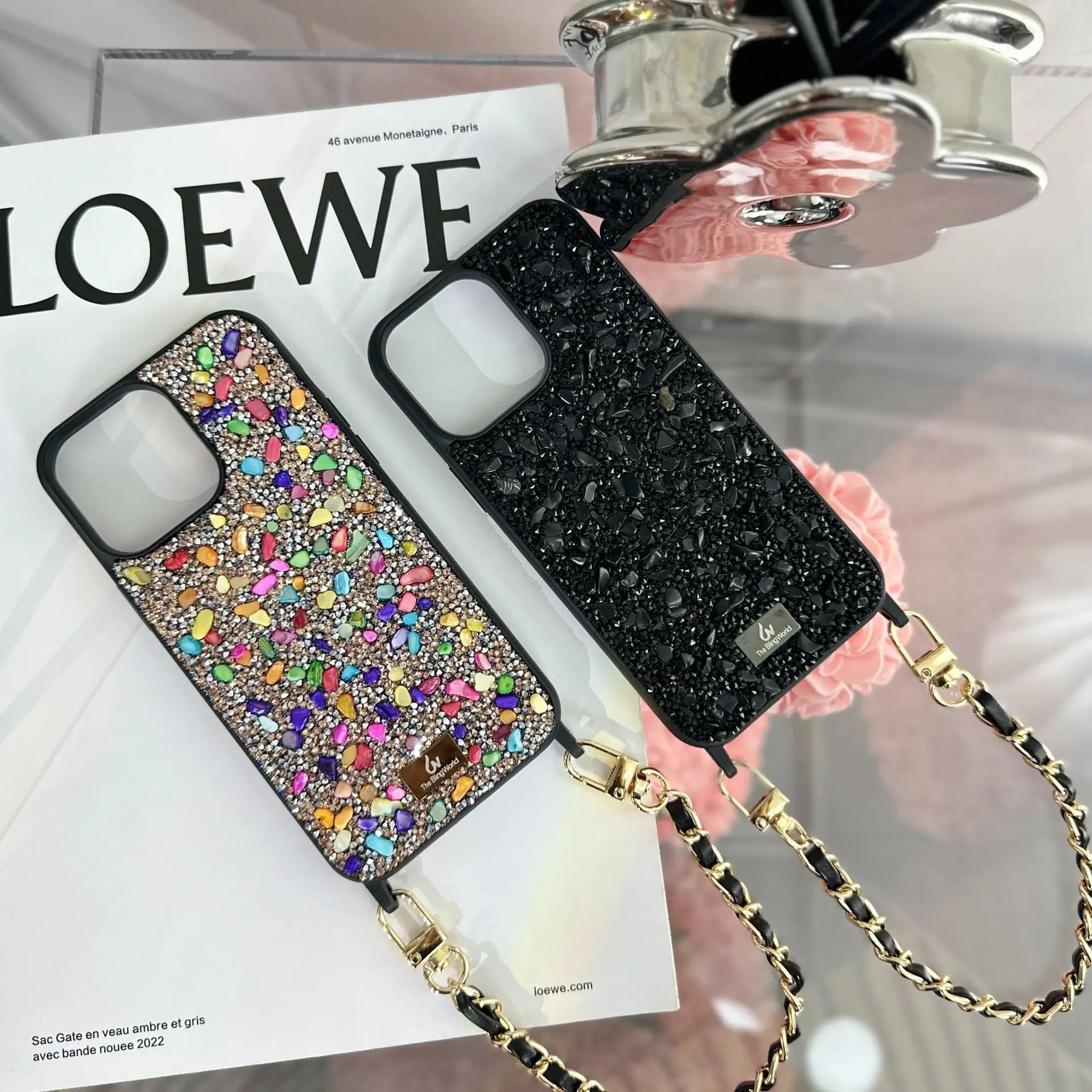 Glitter Star Diamonds Small Perfume Chain Handheld For Apple Iphone 16promax 15 14plus 13 12 11 Premium Sense Bling Phone Case