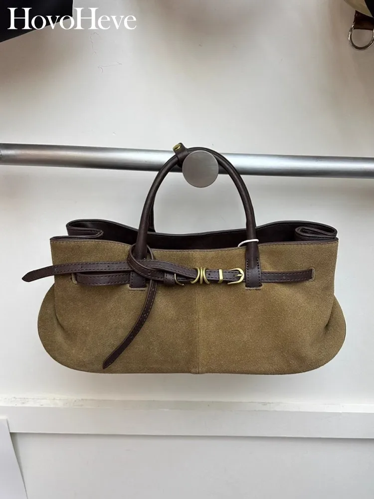 

Vintage Women Real Suede Leather Spliced Pu Leather Totes Handbag Cross Strap Shoulder Bag Female Casual Crossbody Composite Bag