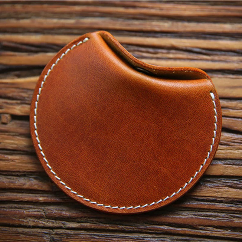 Monedero 100% de cuero genuino para hombre y mujer, Cartera de cuero de vaca Real, Vintage, hecho a mano, bolsillo corto con cremallera, monedero pequeño