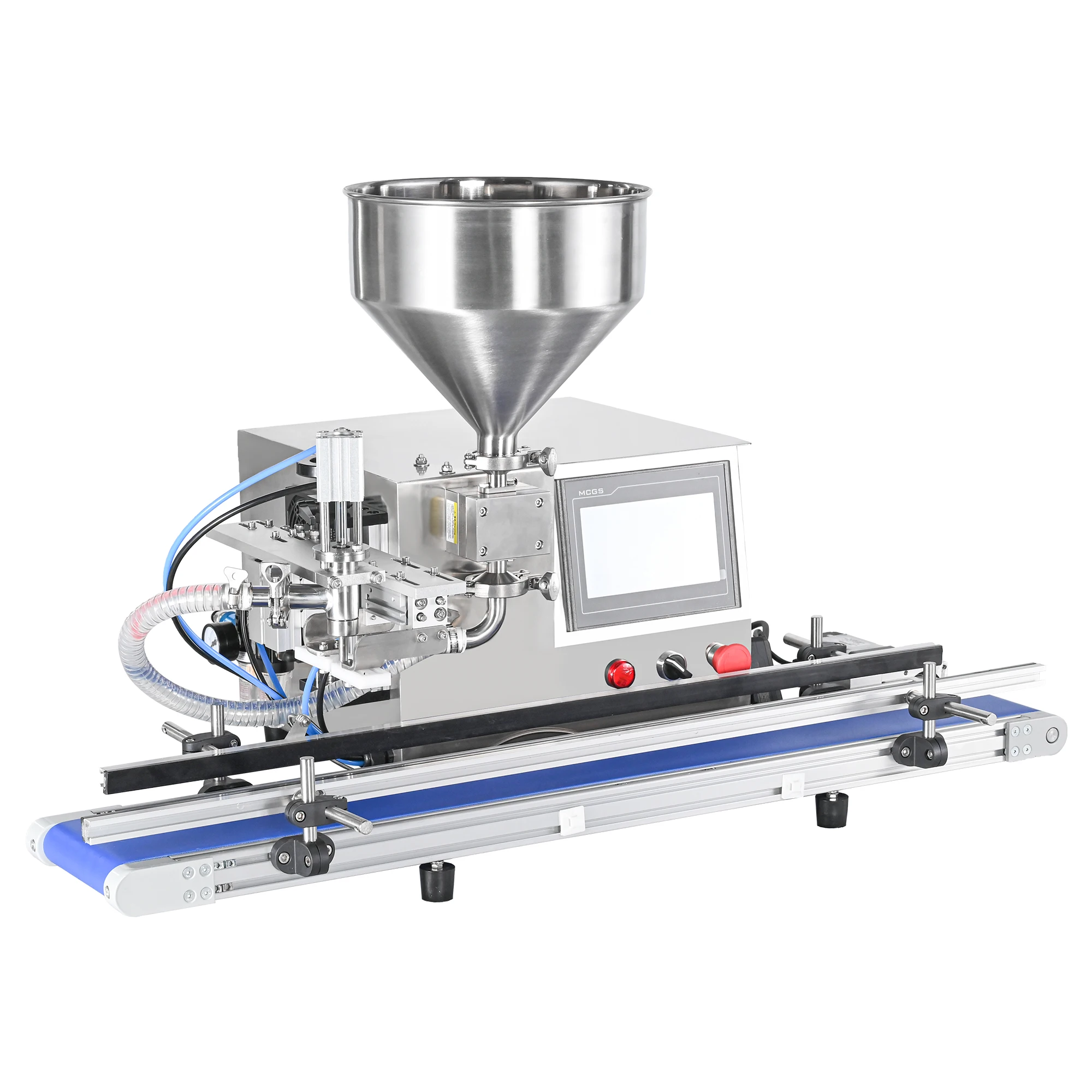 

Desktop Paste Filling Machine With Conveyor Gear Pump for Honey Cream Jam Sauce Detergent Lotion Oil