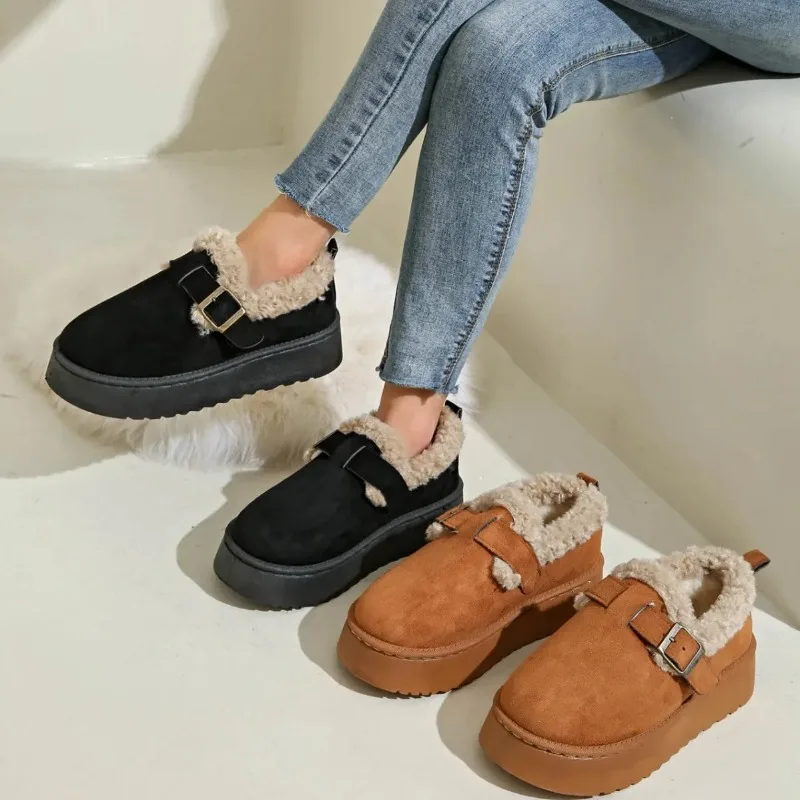 

Winter Women's Cotton Shoes Thickened Fleece Lined Snow Boots Fashionable Comfort Women's Cold Proof Warm Shoes Zapatillas Mujer