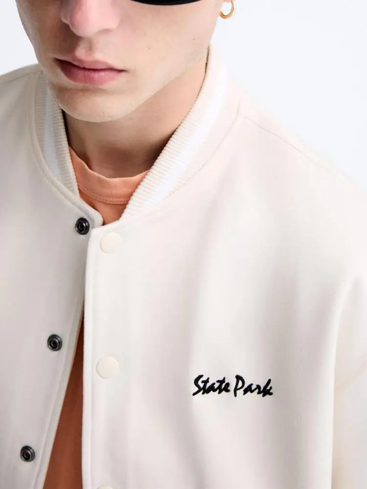 Autumn Suede Baseball Jacket Solid Color Towel Embroidered Academy Style Aviator Jacket For Men