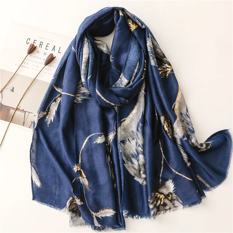 Lovely Lurex Glitter Feather Floral Fringe Viscose Shawl Scarf High Quality Wrap Pashmina Stole Bufandas Muslim Hijab 180*90Cm