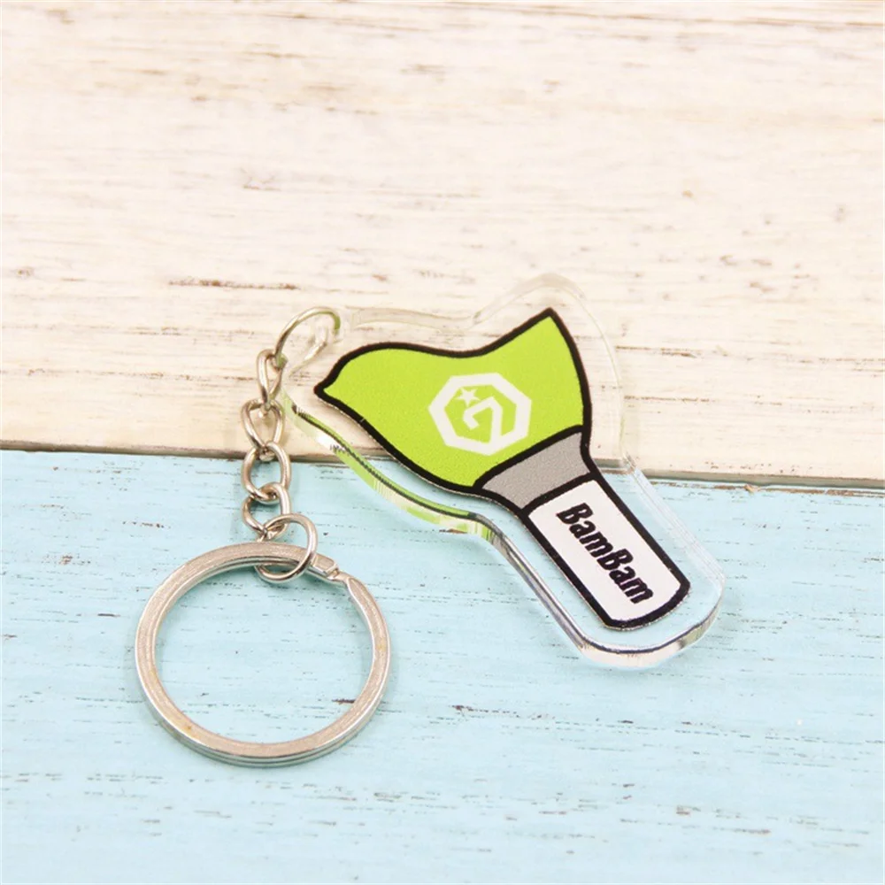 KPOP GOT7 Light Stick Name Print Acrylic Keychains BamBam Jackson Wang Jin Young Keyring Bag Car Key Accessories Fans Collection