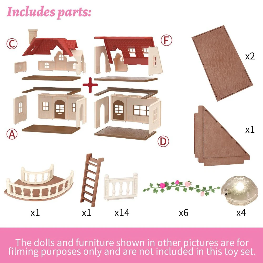 SENGTONGLEHOUSE-A08 Playset de cabina acogedora familiar de plástico Diy cabaña juego de simulación casas de muñecas muebles Accesorios