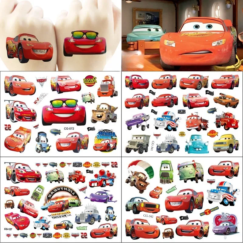 

Disney Lightning McQueen Tattoo Sticker Cars Anime Action Figure Cartoon Sticker Cute Birthday Party Gift Water Transfer Sticker