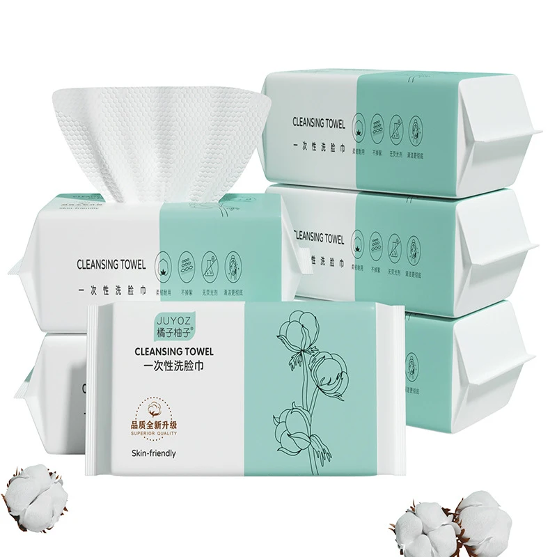 منشفة وجه من القطن الخالص على شكل لؤلؤي يمكن التخلص منها، مزيل مكياج ناعم جاف ورطب ثنائي الغرض. يمكن للبشرة الحساسة استخدامها #1