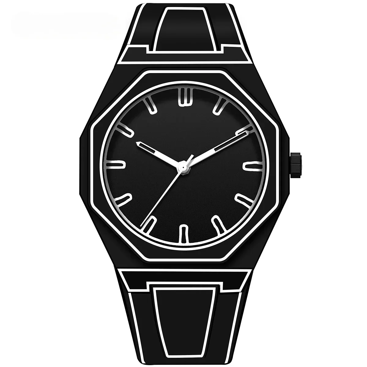 Modern Minimalist Sketching Creative Sports and Leisure Watch Creative Design Waterproof Watch