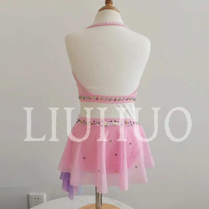 LIUHUO Pink Lyrical Dancing Dress for Performance Color Pole Skirt Factory Customize BD8841