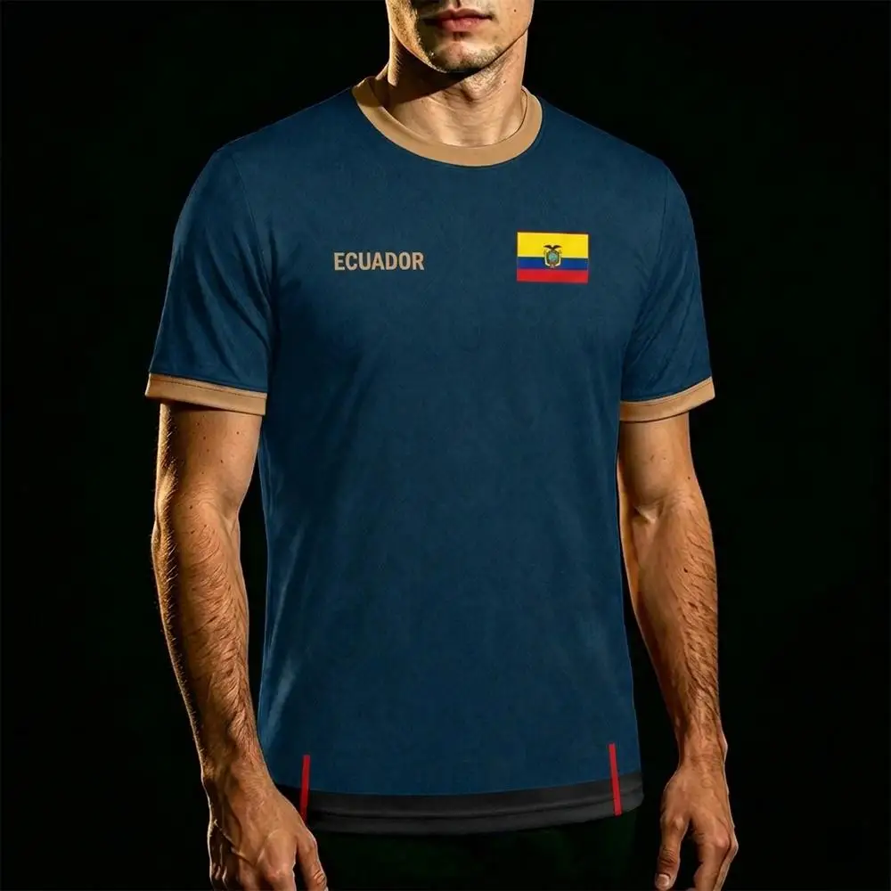 New Ecuador Flag Printed T-Shirt Men's And Women's Fashion Crew Neck Sports Jersey Loose Summer Quick Dry Soccer Training Tee