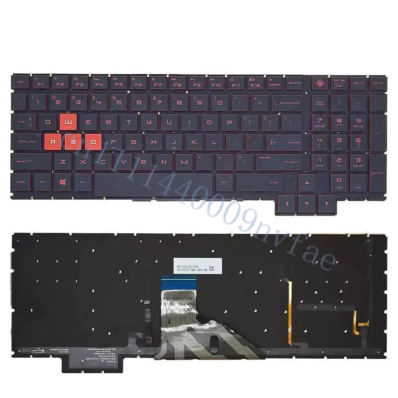 Replacement US Keyboard for HP Omen 15-ce 15-ce000 15-ce100 15t-ce000 15t-ce100 Laptop No Frame Red Letter Backlit 0.3