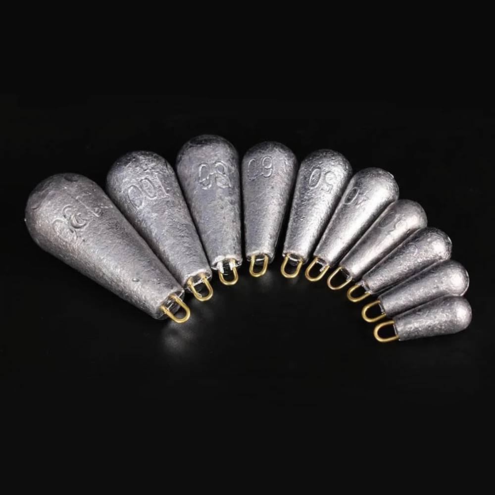 5PCS/Lot 10g-100g Oval Water Droplets Lead Weights Lead Sinkers Split Shot