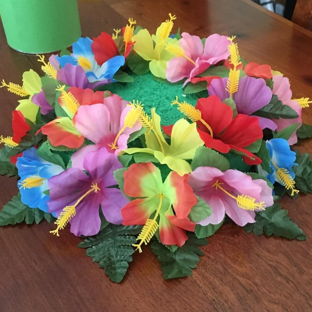 

38pcs Artificial Tropical Leaves Decorations 12 Monstera 24 Hibiscus 2 Pineapple Home Party Flower Arrangement