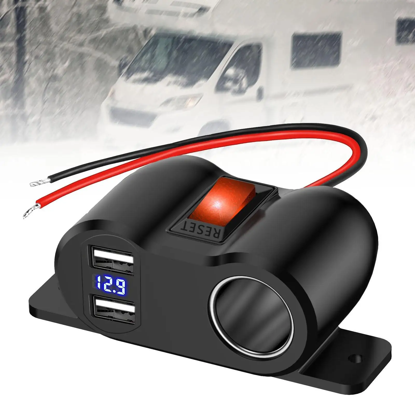 منفذ USB مزدوج مقبس ولاعة السيارة منفذ USB للسيارات والشاحنة البحرية