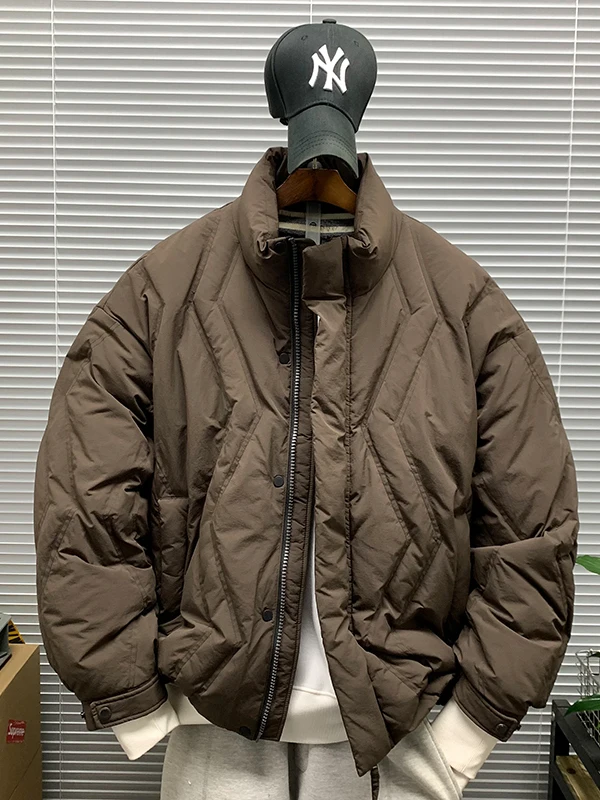 

Мужская зимняя утепленная куртка-пуховик с воротником-стойкой, повседневная, модная, из нейлоновой ткани, на молнии, для ежедневной носки