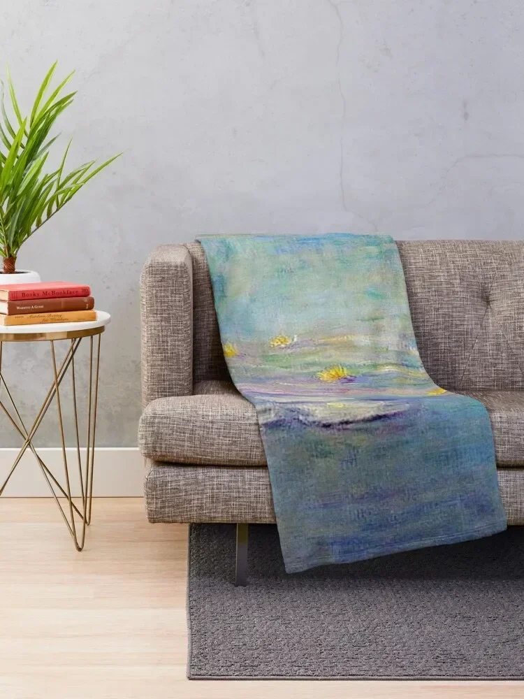 Les Nymphéas Bleu Sarcelle de Claude Monet - Monet Teal blue Water Lilies Throw Blanket Thin Retros Single Blankets