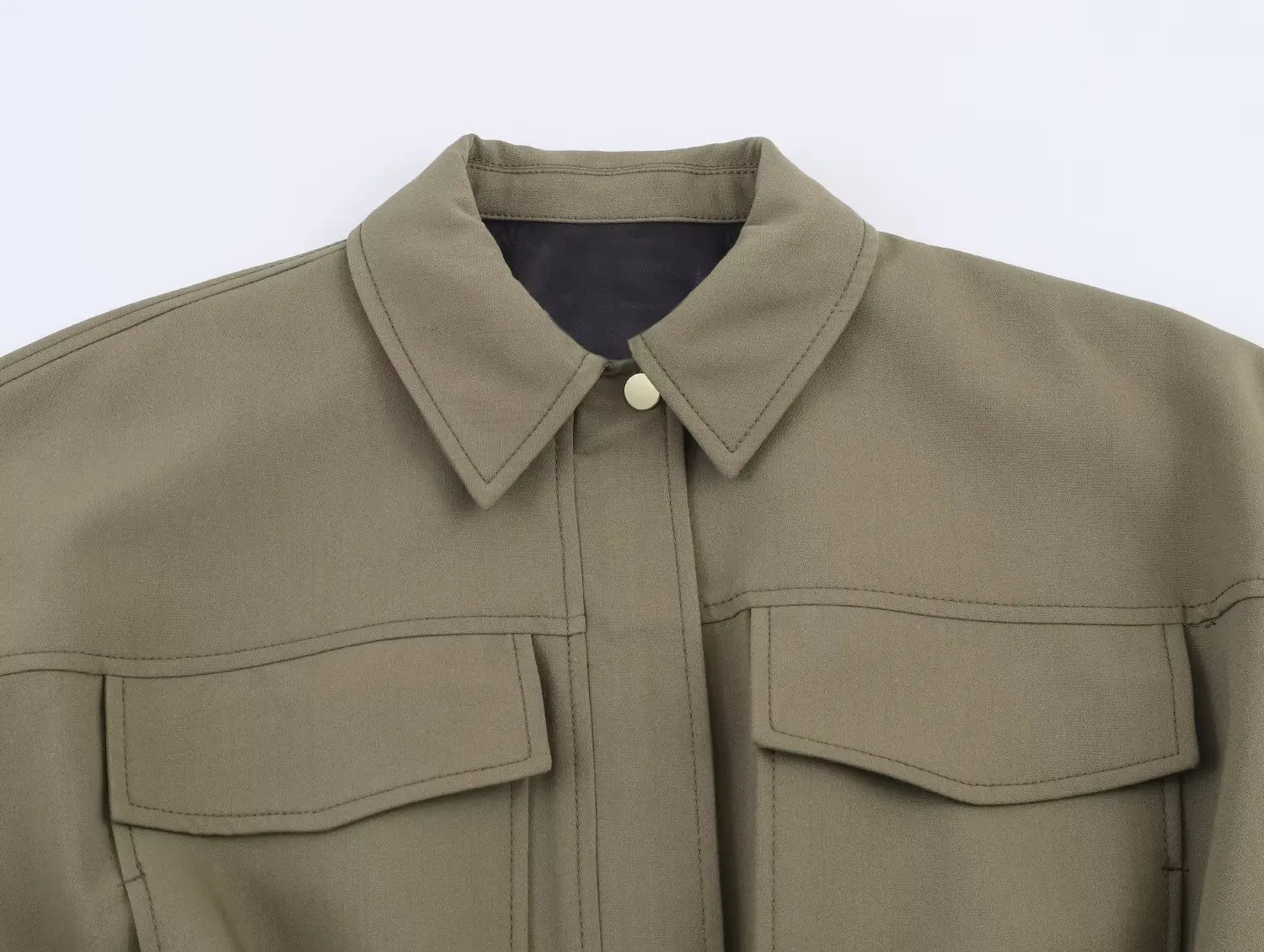 ملابس نسائية خريفية جديدة على الموضة الأوروبية والأمريكية سترة منفوخة مزينة بجيب ناعم #3