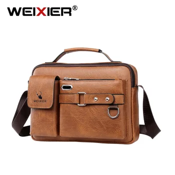 WEIXIER Borsa da uomo alla moda Borsa da viaggio per borsa da ufficio a tracolla in pelle PU di marca famosa da lavoro di alta qualità