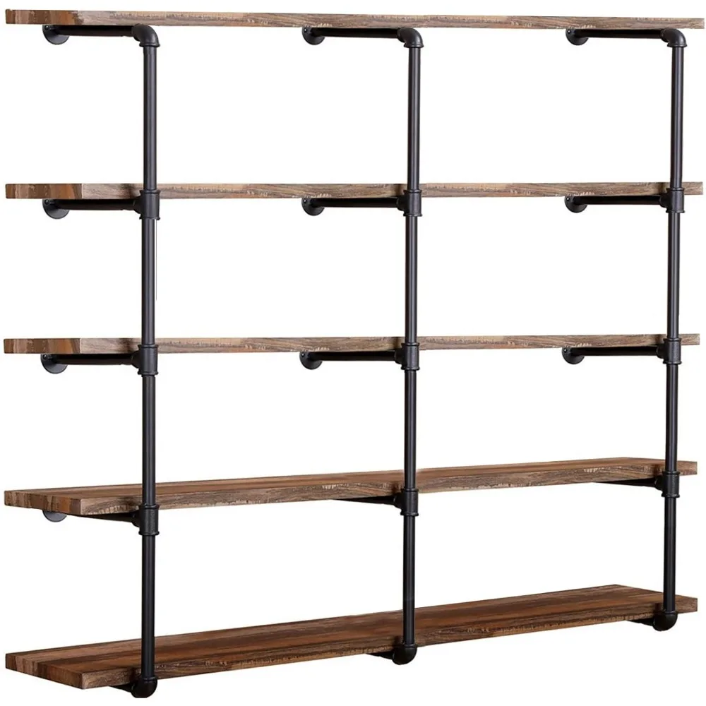 

Industrial Wall Mount Iron Pipe Shelf Shelves Shelving Bracket Vintage Retro Black DIY Open Bookshelf DIY Storage offcie Room