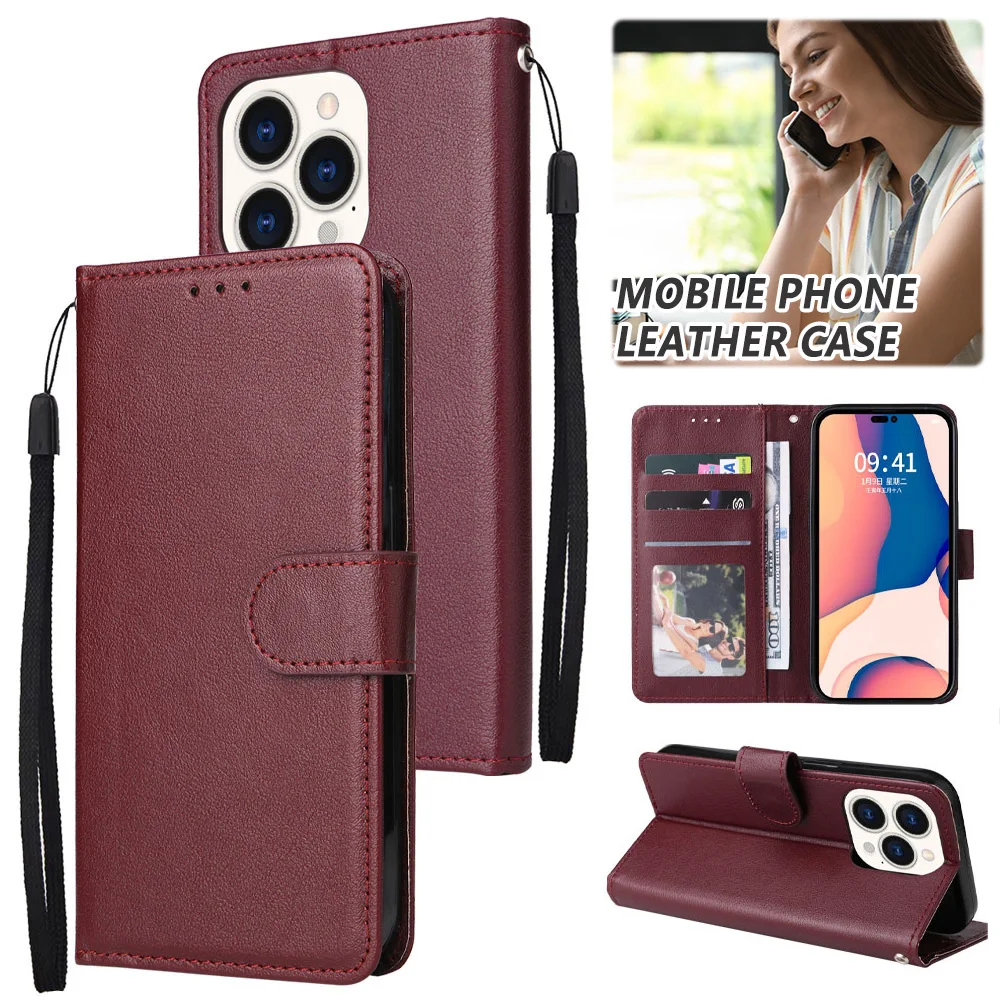 

Simple Flip Cover Leather Phone Shell Full Cover Phone Protective Case For Smart Phone