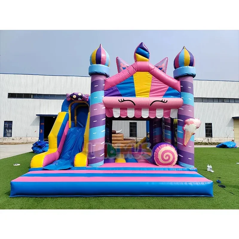 Hot Selling Colorful Inflatable Bouncy Castle Blow up Commercial Bounce House Slide Candy Land Inflatable Bouncer for Kids