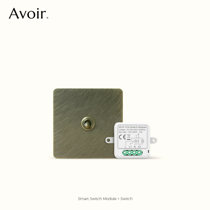 

Avoir Tuya Smart Switch Wifi Zigbee Bronze Stainless Steel Panel Brass Lever Switch Vintage Wireless Switches Toggle Switches