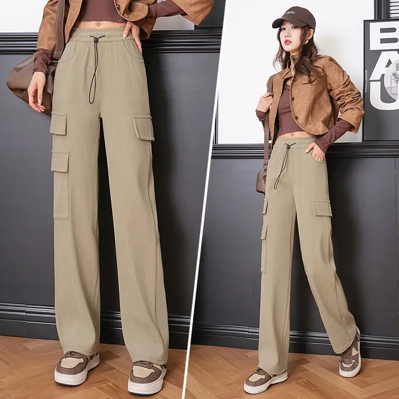 Women's Autumn Winter New Fashion Elegant High Waist Solid Color Versatile Casual Western Commuting Comfortable Popular Pants