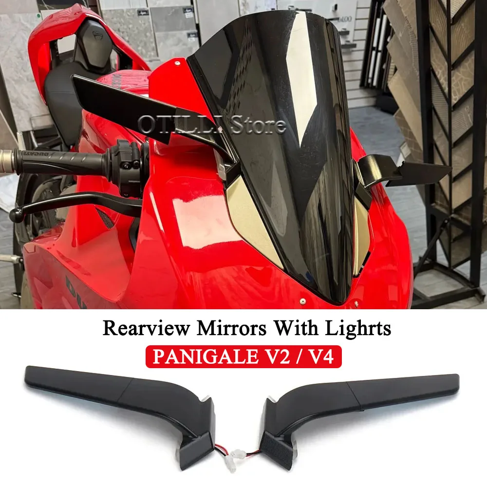 

For Ducati Panigale V2 2020-2024 PANIGALE V4 2018-2024 New Motorcycle Rearview Mirrors with LED Rotating Adjustable Wing Mirror