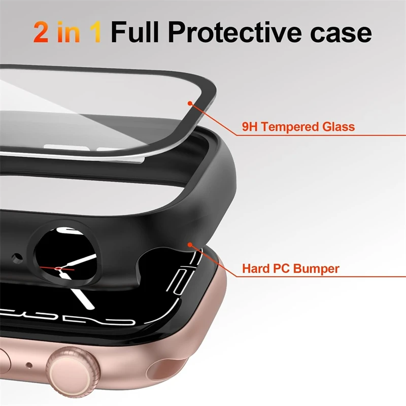 زجاج + غطاء لساعة أبل 44 مللي متر 40 مللي متر 38 42 49 مللي متر 41 مللي متر 45 مللي متر 46 مللي متر ملحقات واقي للشاشة iWatch 11 10 9 8 7 6 SE 5 Ultra