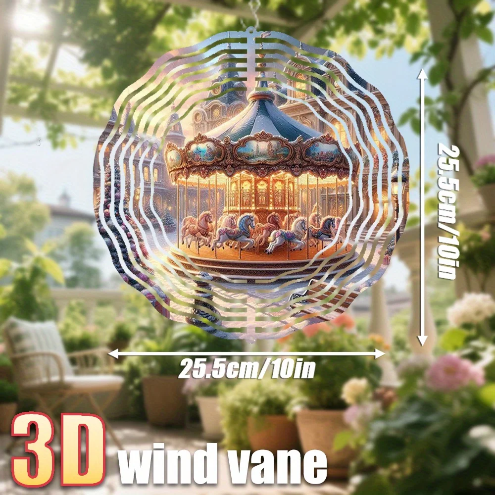 CIFbuy 3D Wind Spinner Garden Decor, Sparkling Kaleidoscope Metal Wind Catcher with 360 Rotating Hook, Outdoor Patio Yard Art Gi