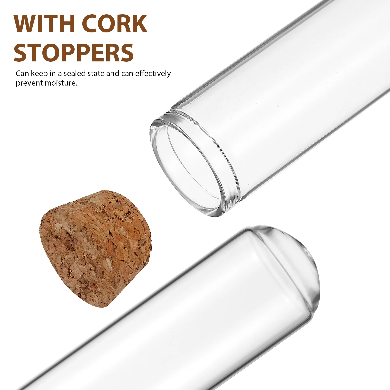 

16 Pcs Glass Tube with Cork Test Tubes Stoppers Sample Lids Transparent Clear Storage