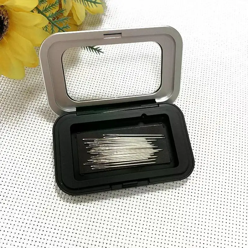 Soporte magnético para agujas de coser, caja de almacenamiento rectangular negra para agujas de coser, caja de almacenamiento para accesorios de herramientas de costura