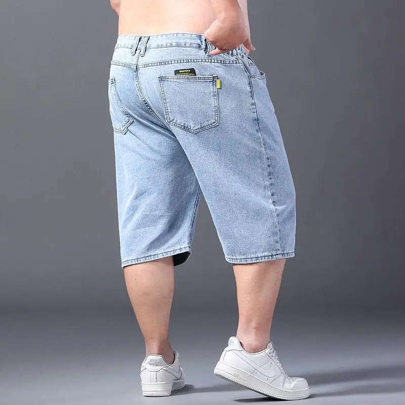 Jean court en denim pour homme, pantalon court, coupe droite, grande taille, été