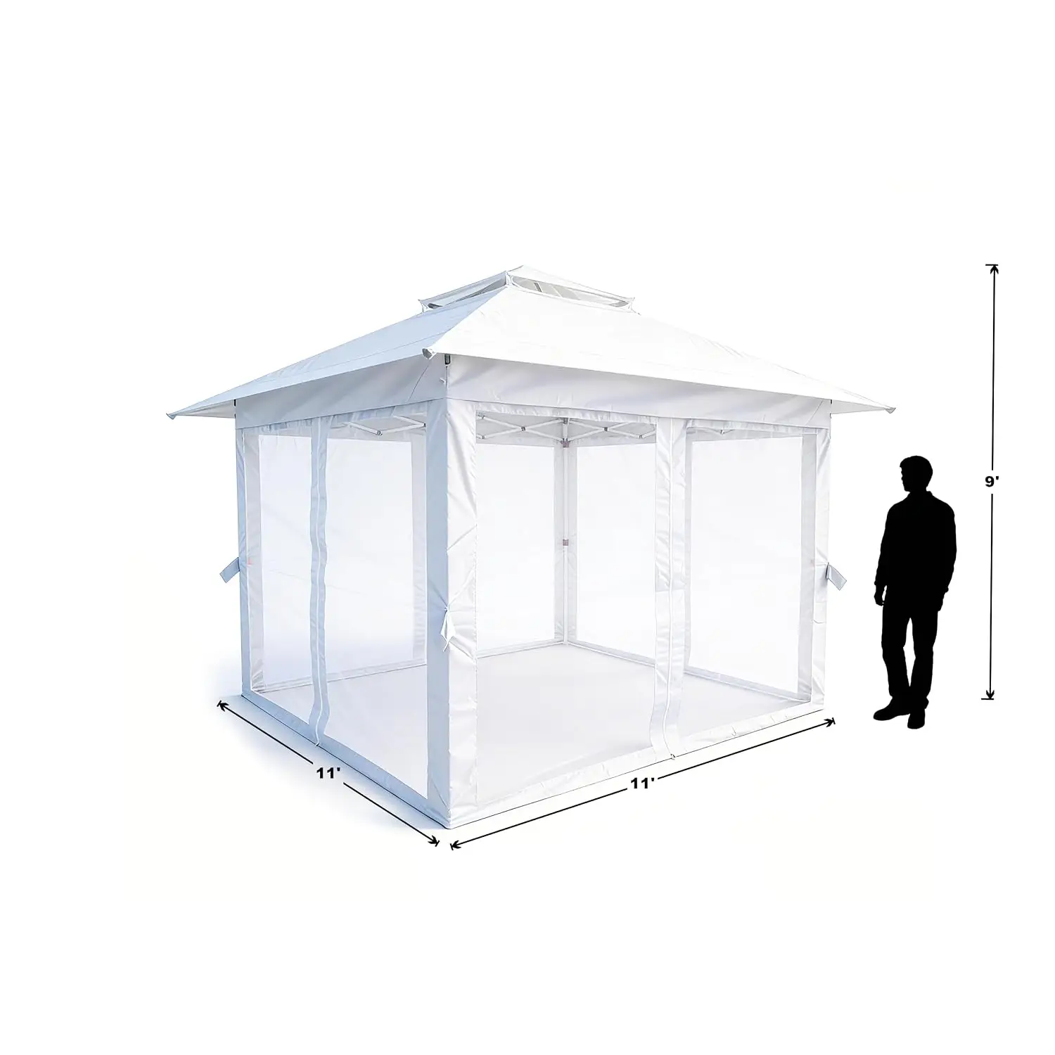 11x11 Ft Iron Folding Gazebo Pergola with Mesh Walls Outdoor Pop Up Tent Portable Bag Accessories, Customized