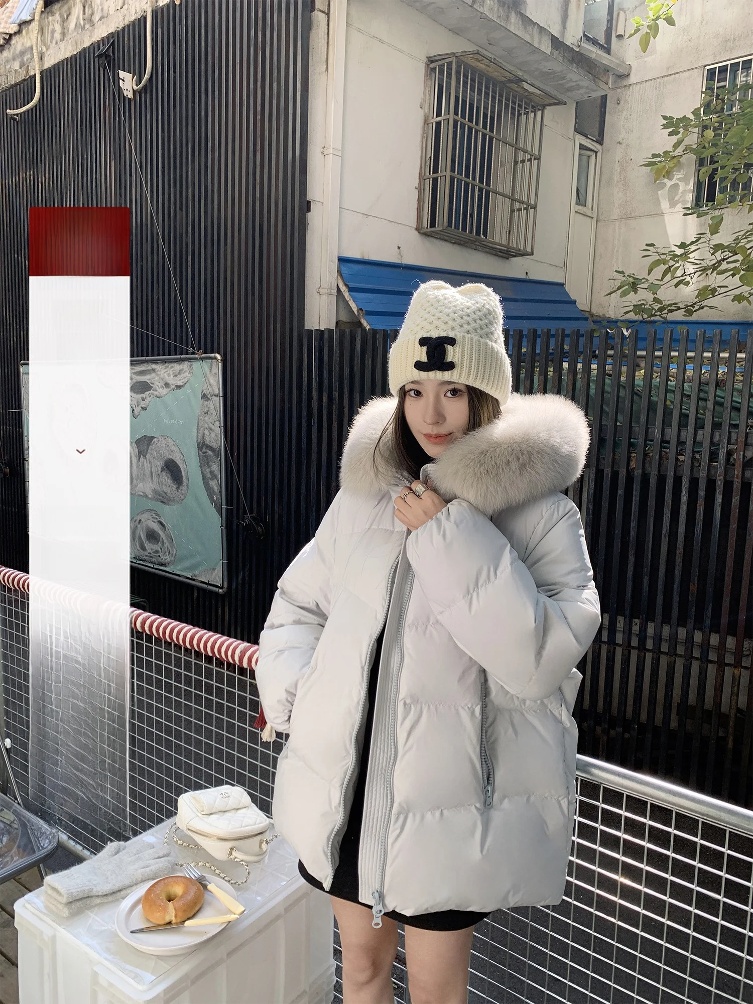 

Hhi Initial Snow Arrival Aosphere Sense с меховым воротником, женская пуховая куртка средней длины, теплая верхняя одежда, новое зимнее поступление