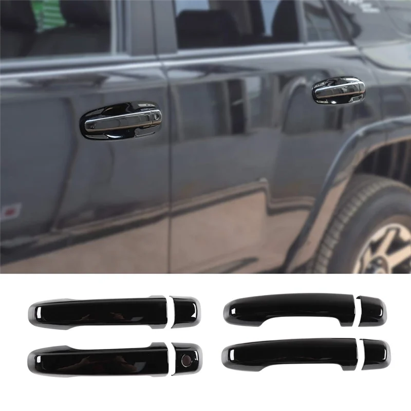 

NEW-Car Exterior Rear View Mirror Cover Trim + Door Handle Cover Trim For Toyota 4Runner 2017-2023 Replacement Parts Black