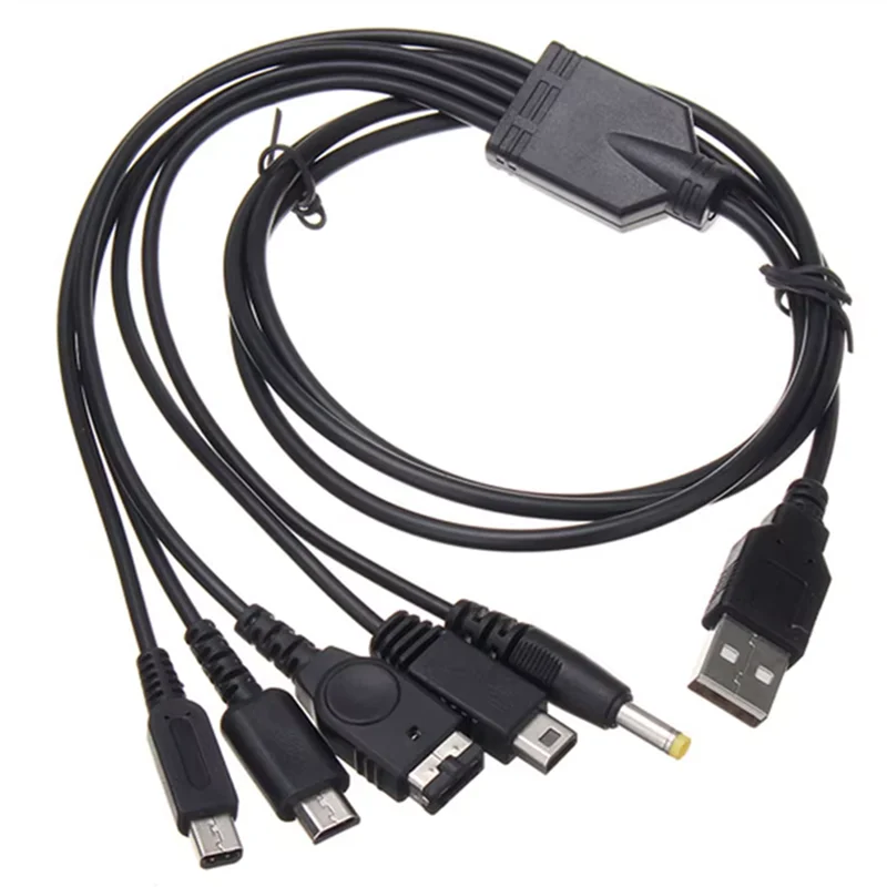 

100 шт. 5 в 1 универсальный USB-кабель для зарядки для игровой консоли PSP2000/PSP3000/NDSL/NDSI/3DS/SP/GBA/WiiU