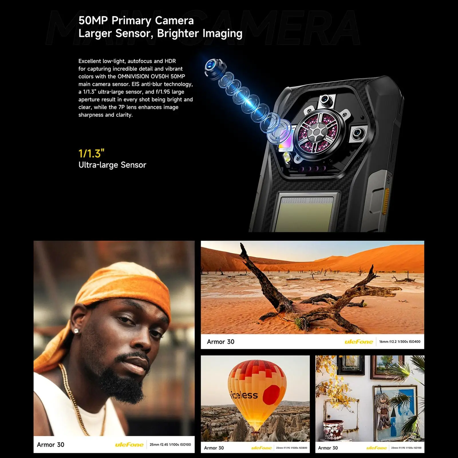Ulefone Armor 30 Rugged Phone 12800mAh 66W 6.95" 120Hz 12GB+512GB 64MP Night Vision Camera Helio G100 Smartphone Android 15 NFC